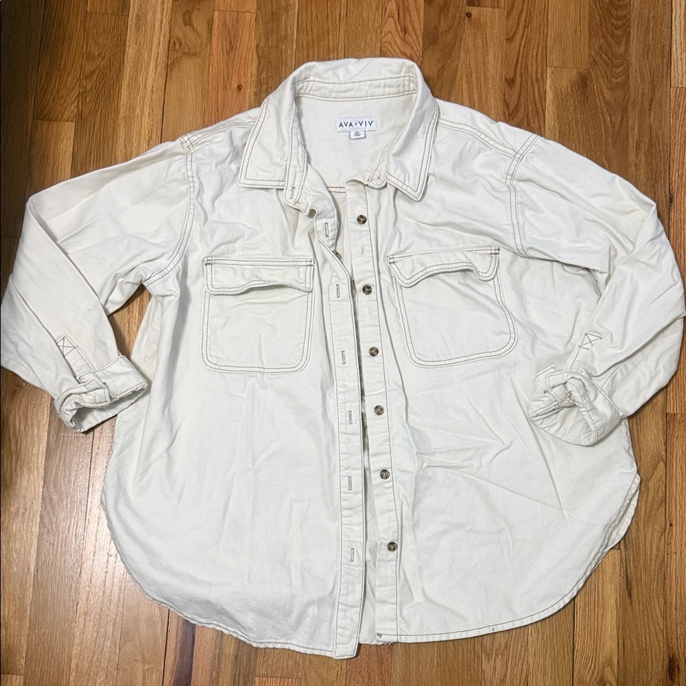 Ava & Viv Cream Button-Up Shirt